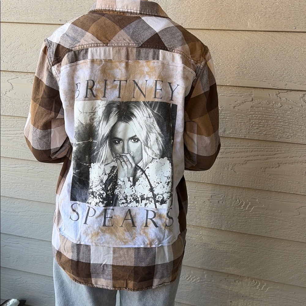 Britney Spear Upcycled Flannel Shirt Unisex Size Medium Handmade